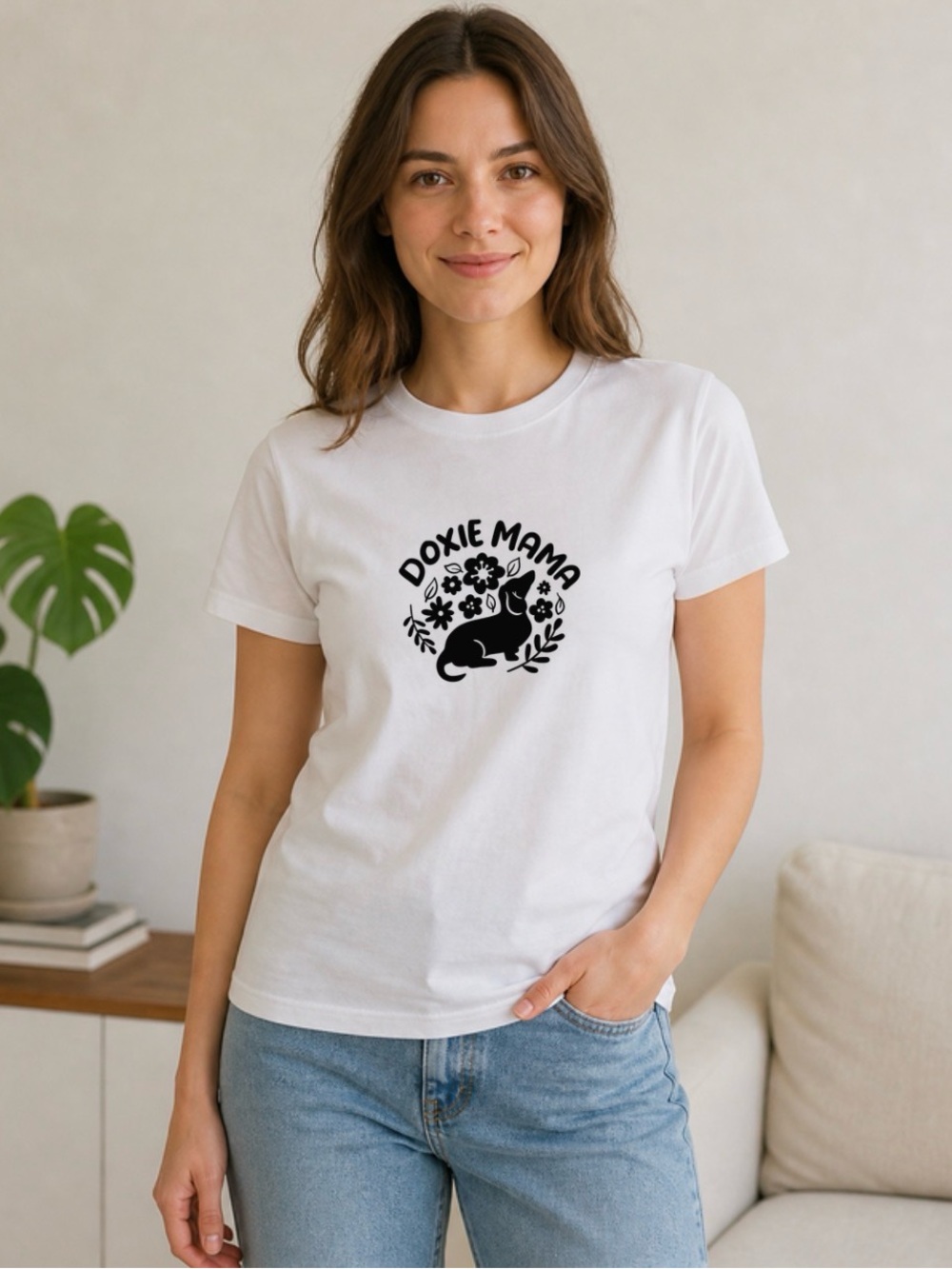 Doxie Mama Shirt Dachshund Dog Mom Graphic Tee Cute Pet Top